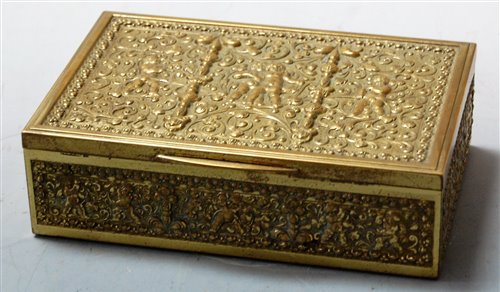 Lot 35 - An Eastern brass table cigarette box, of...
