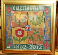 Lot 1072 - Three modern framed and glazed woolwork...