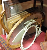 Lot 1076 - Assorted wall mirrors, white painted triptych...