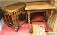 Lot 1078 - Oak occasional table, oak nest of three...