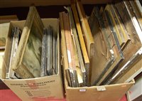 Lot 1084 - Two boxes of assorted pictures and prints to...