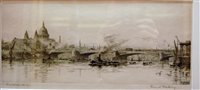 Lot 1098 - Frank C Harding - Blackfriars Bridge, etching,...