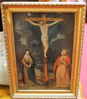 Lot 1105 - 18th century school - The Crucifixion, oil on...