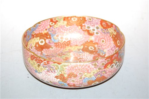Lot 205 - A Japanese Meiji period satsuma bowl, enamel...