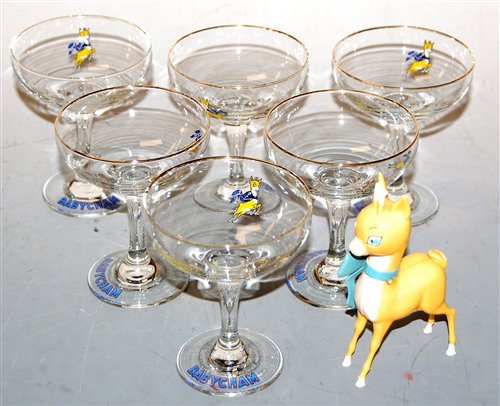 Lot 230 - A set of six Babycham glasses, with transfer...