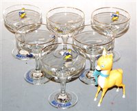 Lot 230 - A set of six Babycham glasses, with transfer...