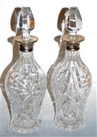 Lot 233 - A pair of modern cut glass decanters and...