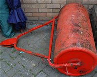 Lot 1153 - A painted iron garden roller for a ride-on...