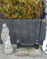 Lot 1157 - An antique black painted cast iron boot-scrape;...