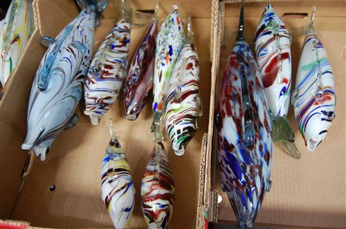 Lot 70 - A collection of ten Murano glass fishes in...