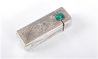 Lot 457 - An Italian silver and green hardstone lipstick...