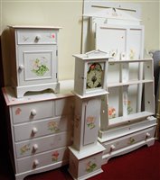 Lot 1213 - A suite of contemporary white painted floral...