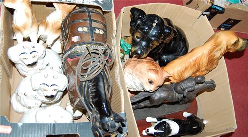 Lot 84 - Two boxes of miscellaneous animal figures to...