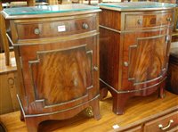 Lot 1235 - A pair of reproduction mahogany and flame...