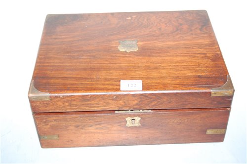 Lot 122 - A Victorian rosewood and brass bound writing...