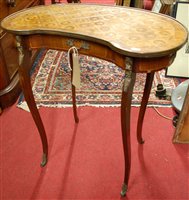 Lot 1247 - A French rosewood and inlaid kidney shaped...