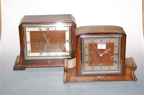 Lot 125 - An Art Deco oak cased Enfield mantel clock...