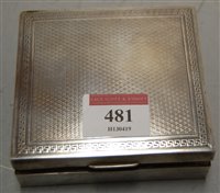 Lot 481 - An engine turned silver table cigarette box,...