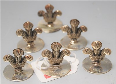 Lot 274 - A set of 6 contemporary silver menu stands...