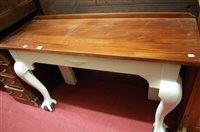 Lot 1284 - A stained wood and white painted hall table,...