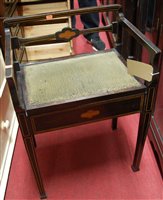 Lot 1290 - An Edwardian ebonised walnut and inlaid hinged...