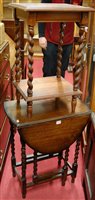 Lot 1293 - A 1930s small oak barleytwist gateleg...