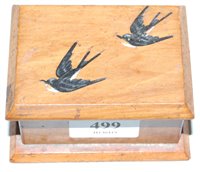 Lot 499 - A circa 1900 olive wood stamp box, 8cm