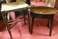 Lot 1328 - A 19th century rush seat stool; together with...