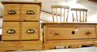 Lot 1364 - A pine low two drawer bedside chest; together...