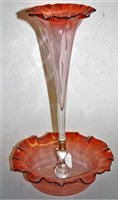 Lot 151 - A Victorian cranberry tinted glass single...