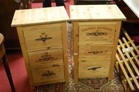 Lot 1381 - A pair of contemporary pine three drawer...