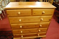 Lot 1389 - A modern pine squarefront chest of two short...