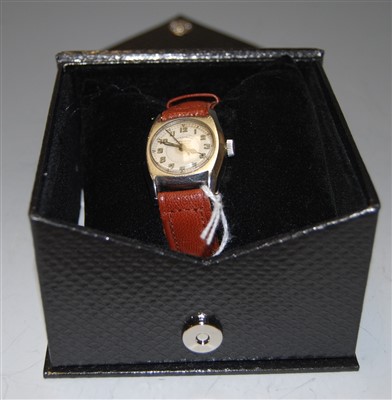 Lot 369 - A 1930s Helvetia staybright cased wristwatch,...