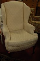 Lot 1398 - A contemporary cream floral upholstered...