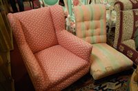 Lot 1401 - An early 20th century pink floral upholstered...