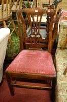 Lot 1404 - A George III elm Chippendale style splatback...