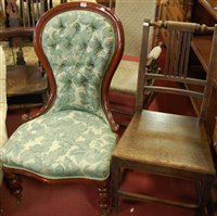 Lot 1413 - A Victorian mahogany and floral upholstered...