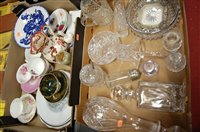 Lot 623 - Two boxes of mixed china and glassware, to...