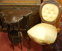 Lot 1448 - A Victorian mahogany balloon back and yellow...