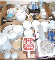 Lot 682 - Three boxes of mixed china and sundries, to...