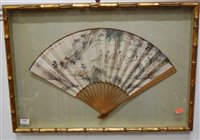 Lot 704 - A mid-20th century hand-decorated Japanese fan,...