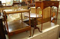 Lot 1460 - A reproduction yew wood two drawer two tier...