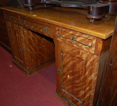 Lot 1228 - A Victorian satinwood and later oak topped...