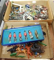 Lot 719 - Two small boxed of painted lead and plastic...