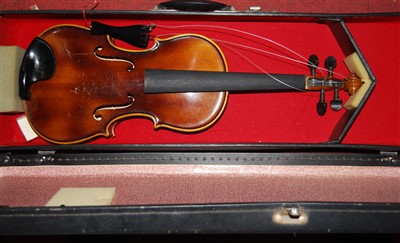 Lot 500 - A cased Hungarian students violin (a/f)