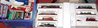 Lot 789 - Two boxes of cased model trains and diecast...