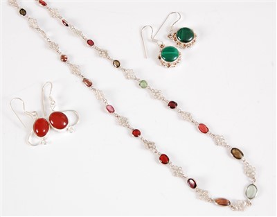 Lot 302 - A silver and gemstone necklace, comprised of...