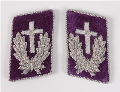Lot 117 - A pair of German padres embroidered collar tabs.