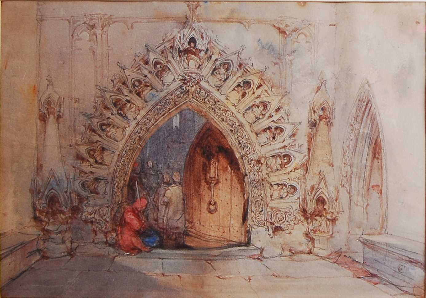 Lot 1454 - George Cattermole (1800-1868) - The Cathedral...