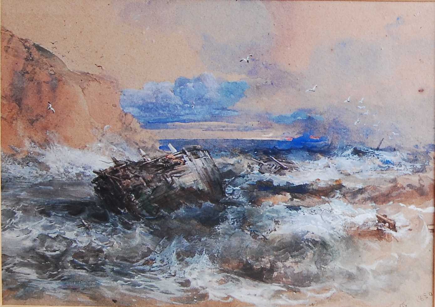 Lot 1456 - George Cattermole (1800-1868) - Shipwreck on...